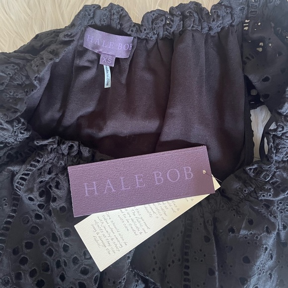 {Hale Bob} Eyelet Off The Shoulder Top in Black - Womens XS - NWT - Picture 9 of 10